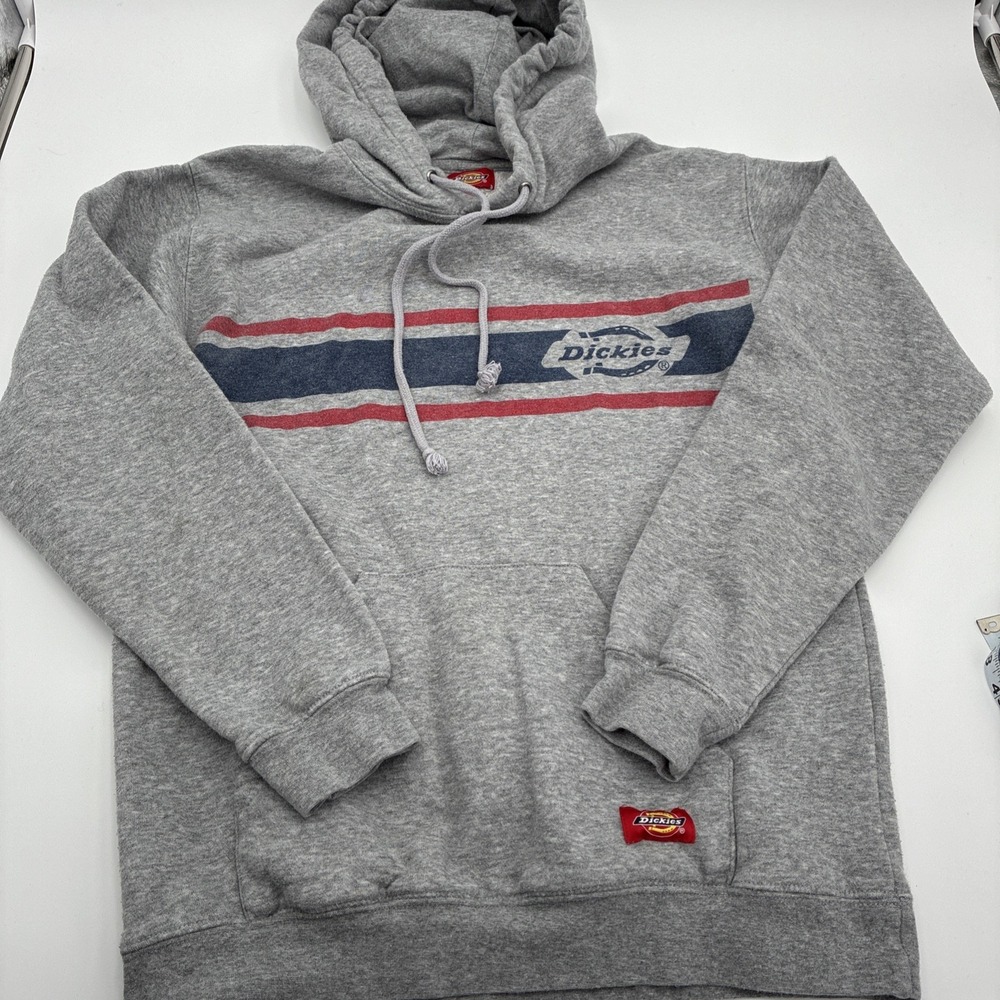 Dickies Girl Heather Gray Logo Stripe Pullover Hoodie XS J3025FL